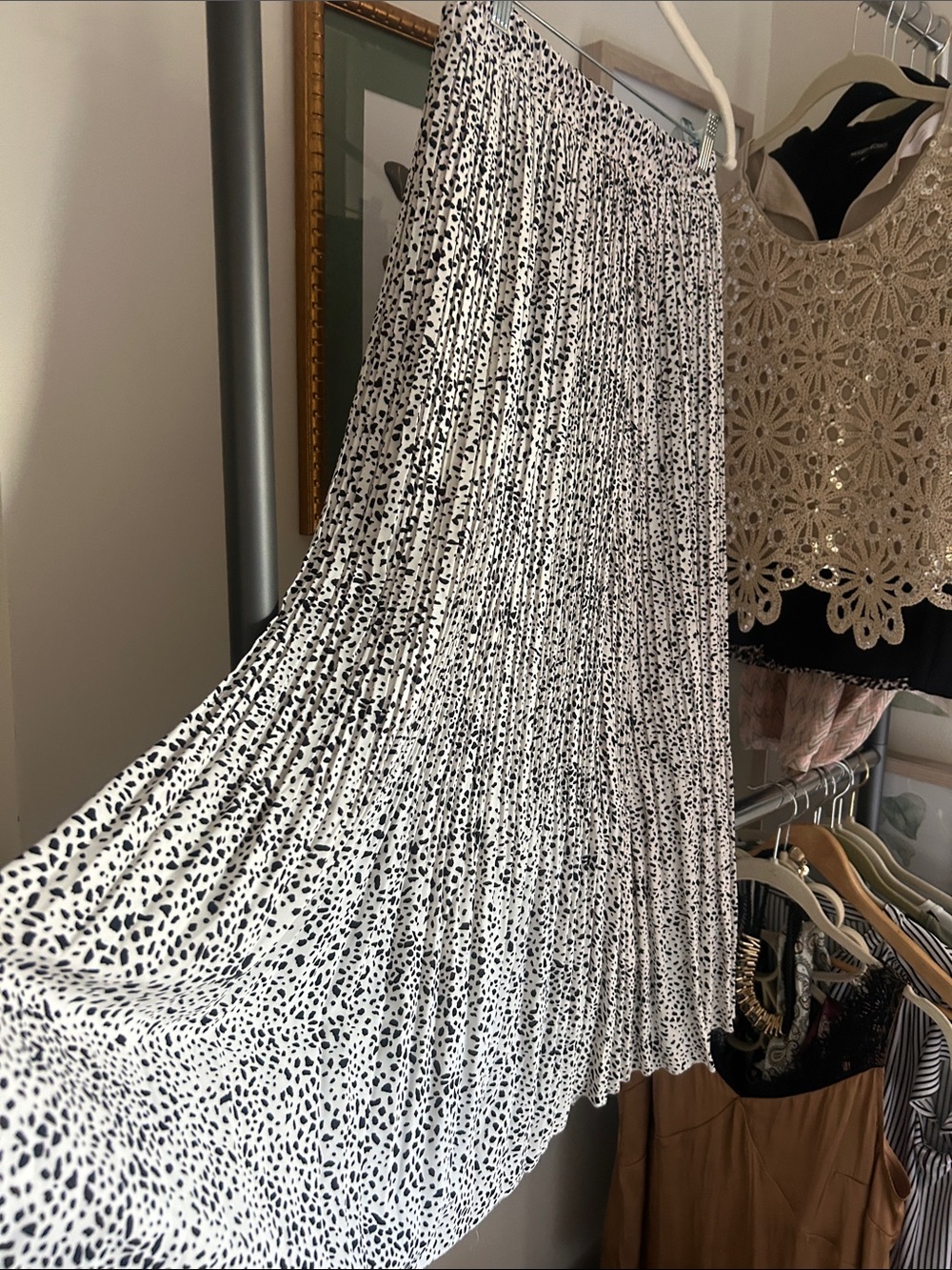 WD.NY M Black and White Patterned pleated spring summer Skirt